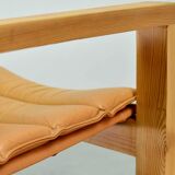 Ate van Apeldoorn Dutch Design Cognac Leather Cubic Pinewood Side Chair 70s