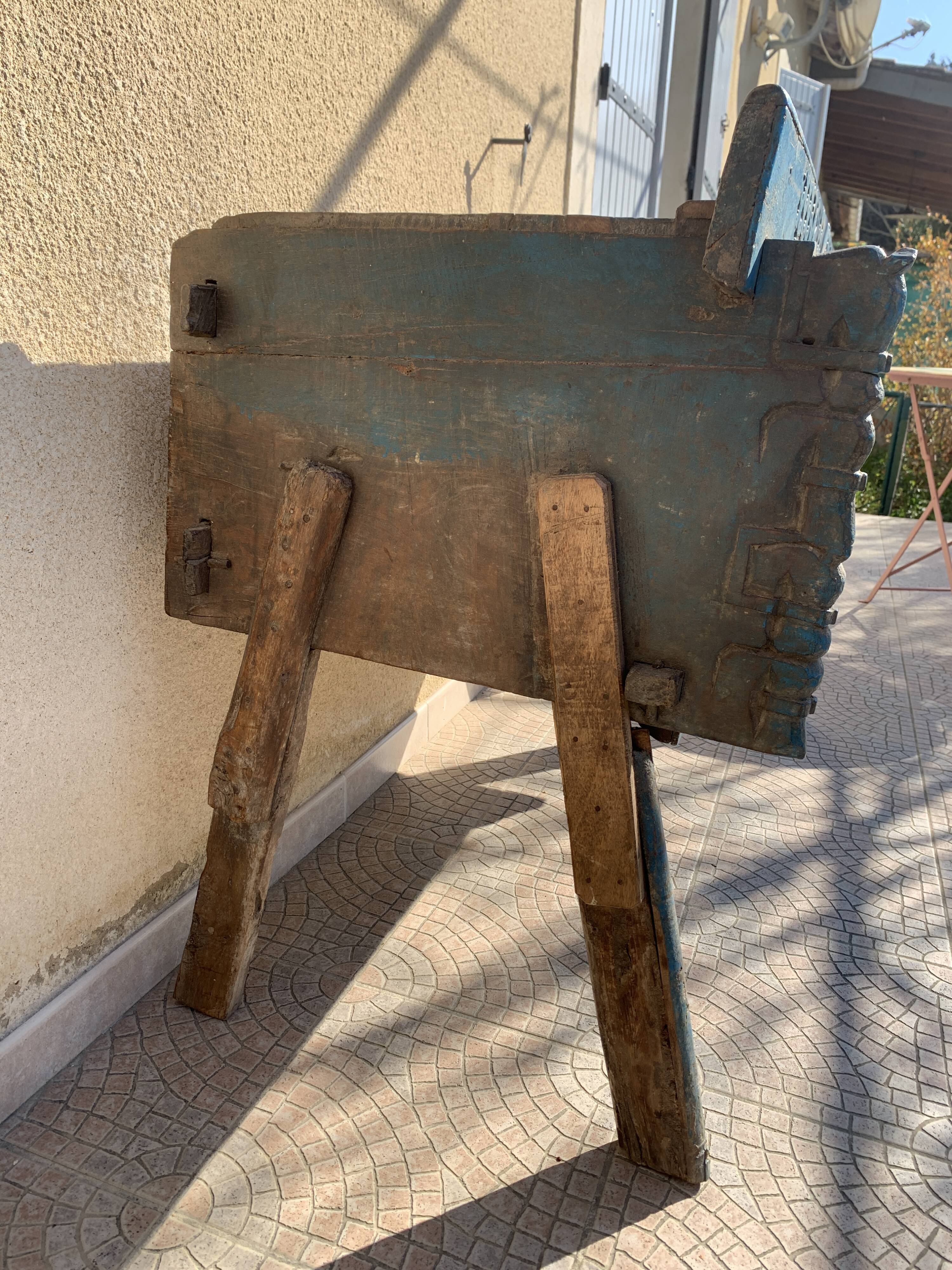 Ancient Indian furniture Damchiya blue