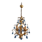 golden chandelier with colored tassels