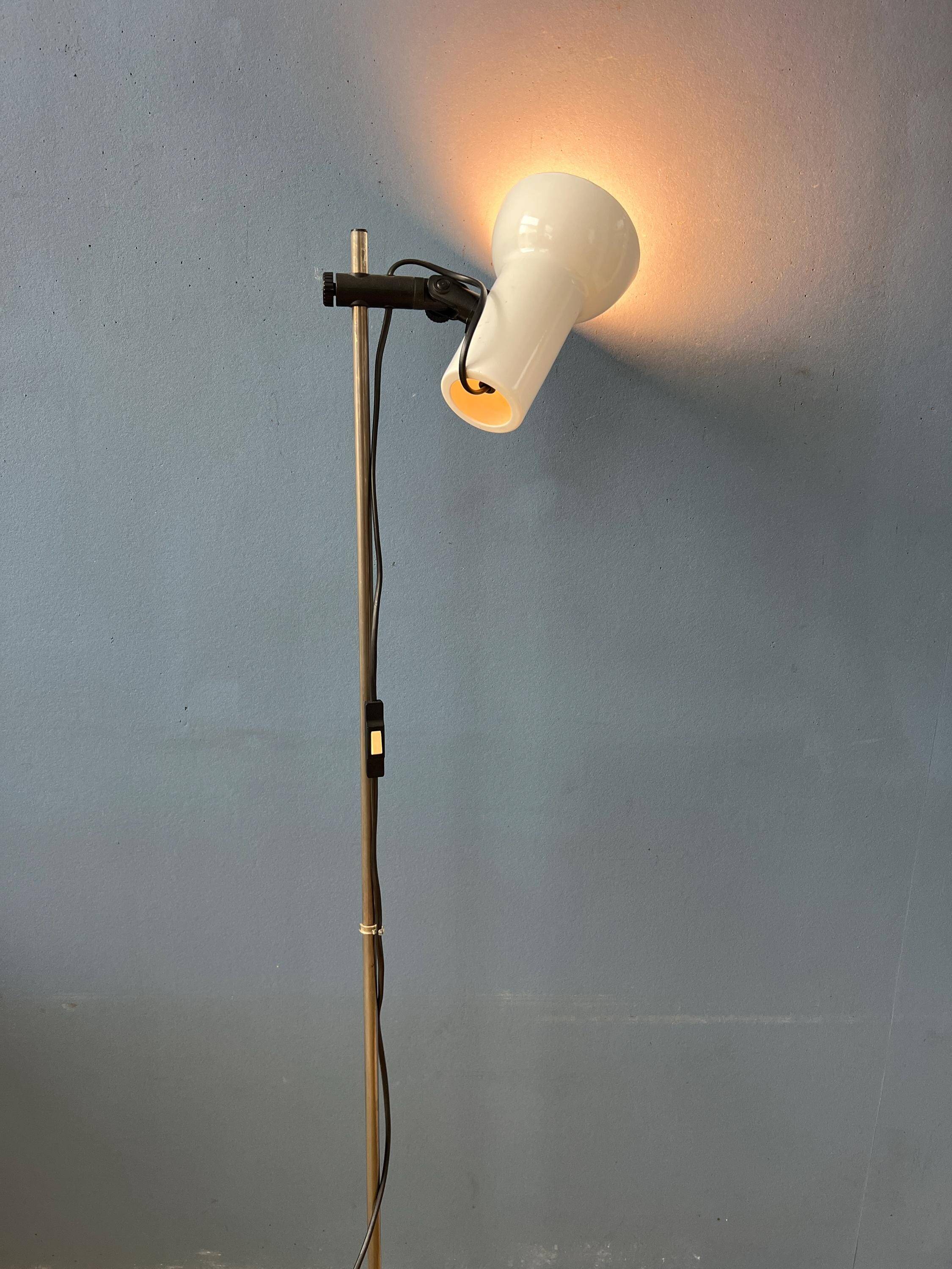Small white mid-century floor lamp