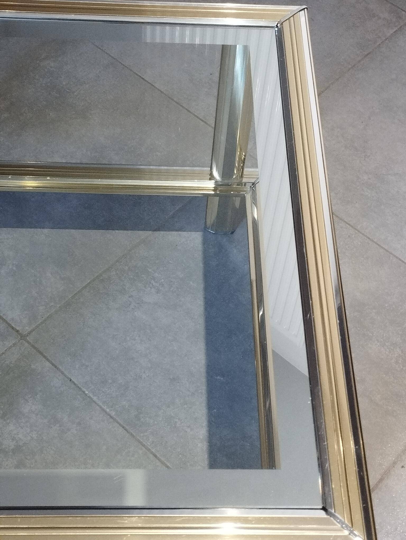 Vintage coffee table 1960s/1970s chrome and gold - Lancel house