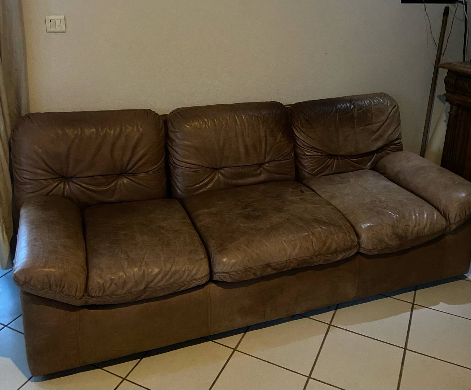 3-seater cognac leather sofa