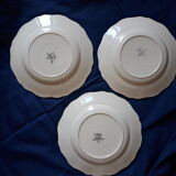 Set de 3 assiettes plates ivoire fleurs Sarreguemines