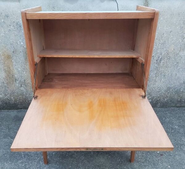 Bureau secrétaire, tiroirs, vintage, relooké, années 60