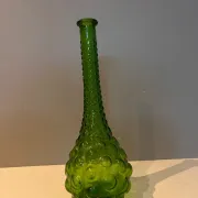 Vase soliflore " Génie Bottle" à bulles en verre vert Empoli