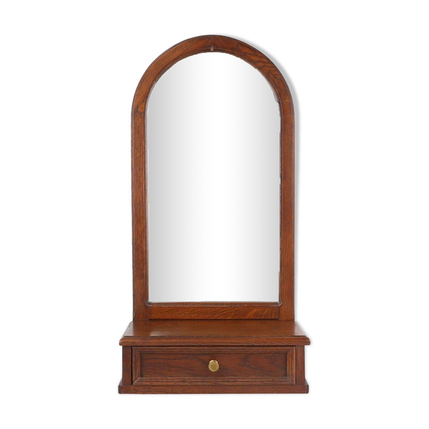 Armoire murale Art Déco française en chêne avec miroir et tiroir, années 1930