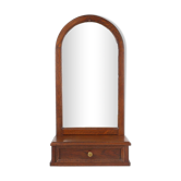 French Art deco wall cabinet in oak with mirror and drawer, 1930s