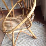 Child's shell chair in rattan / vintage 60s-70s