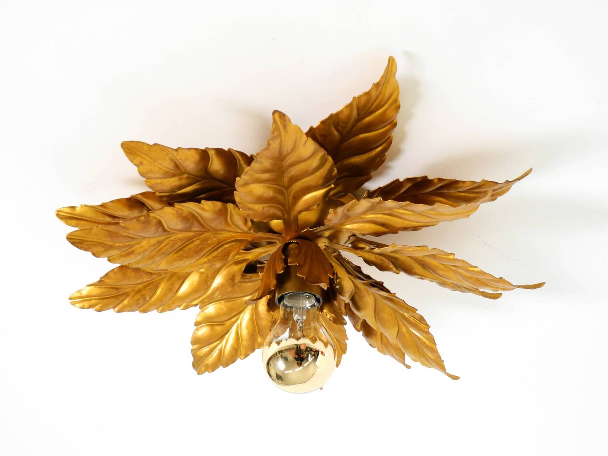 Rare large gold-plated Hans Kögl Florentine-style ceiling or wall lamp from