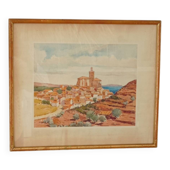 Watercolor view of Cadaqués