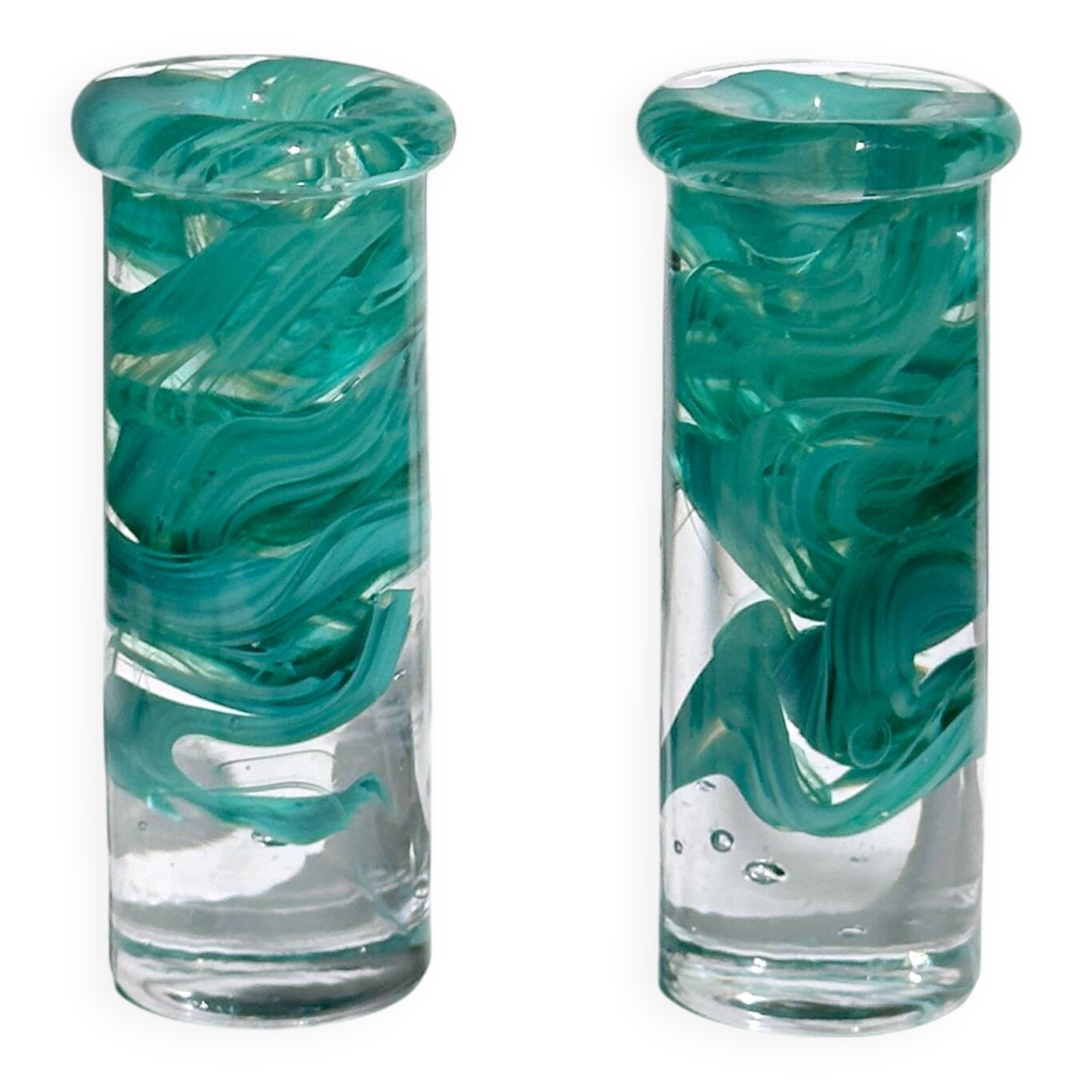 2 Kosta Boda Atoll candle holder by Anna Ehrner turquoise