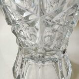 Vintage design vase in crystal. faceted patterns, braces. flared neck