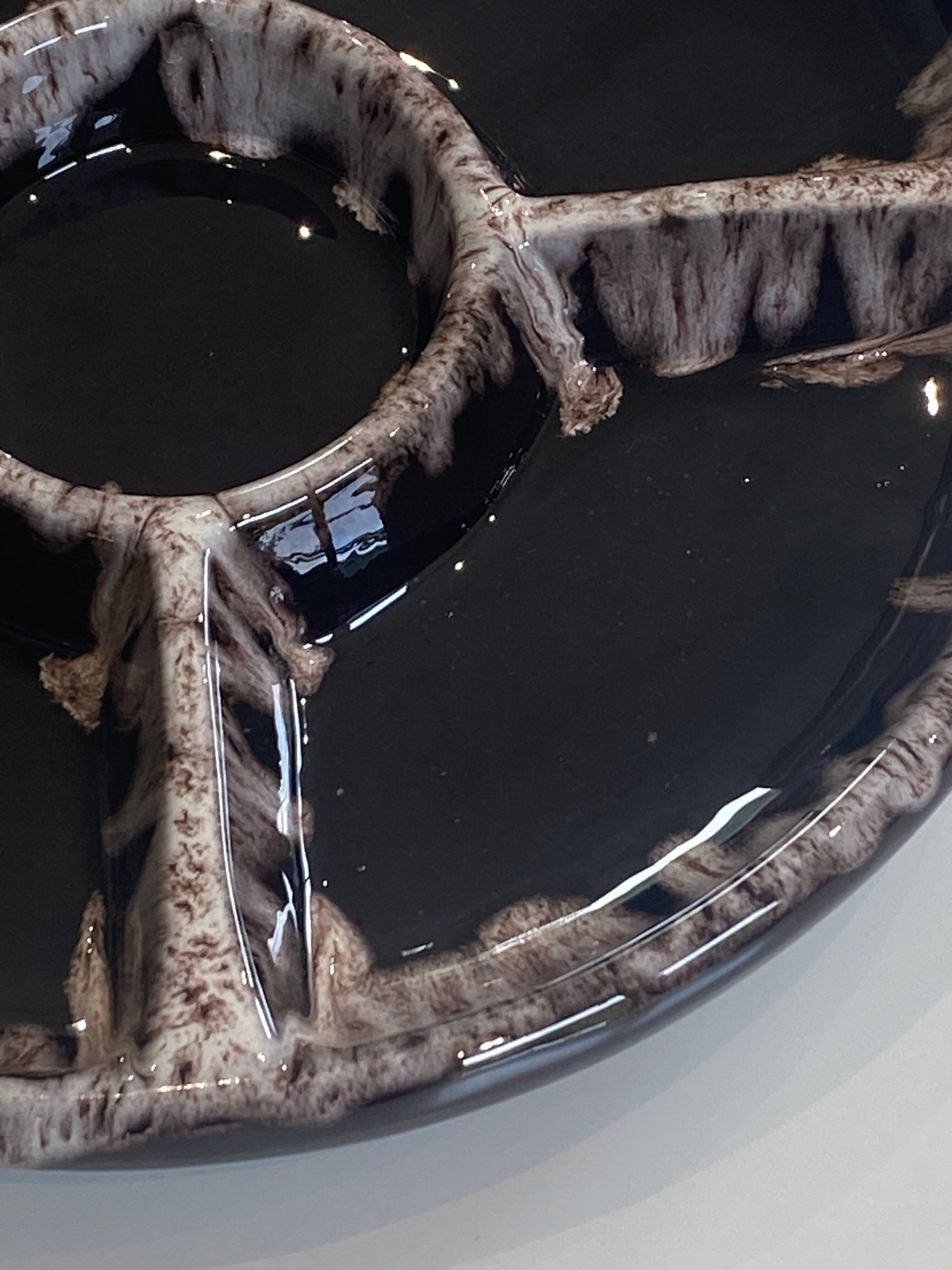 Large compartmented dish, ceramic, M. Giuge, Vallauris