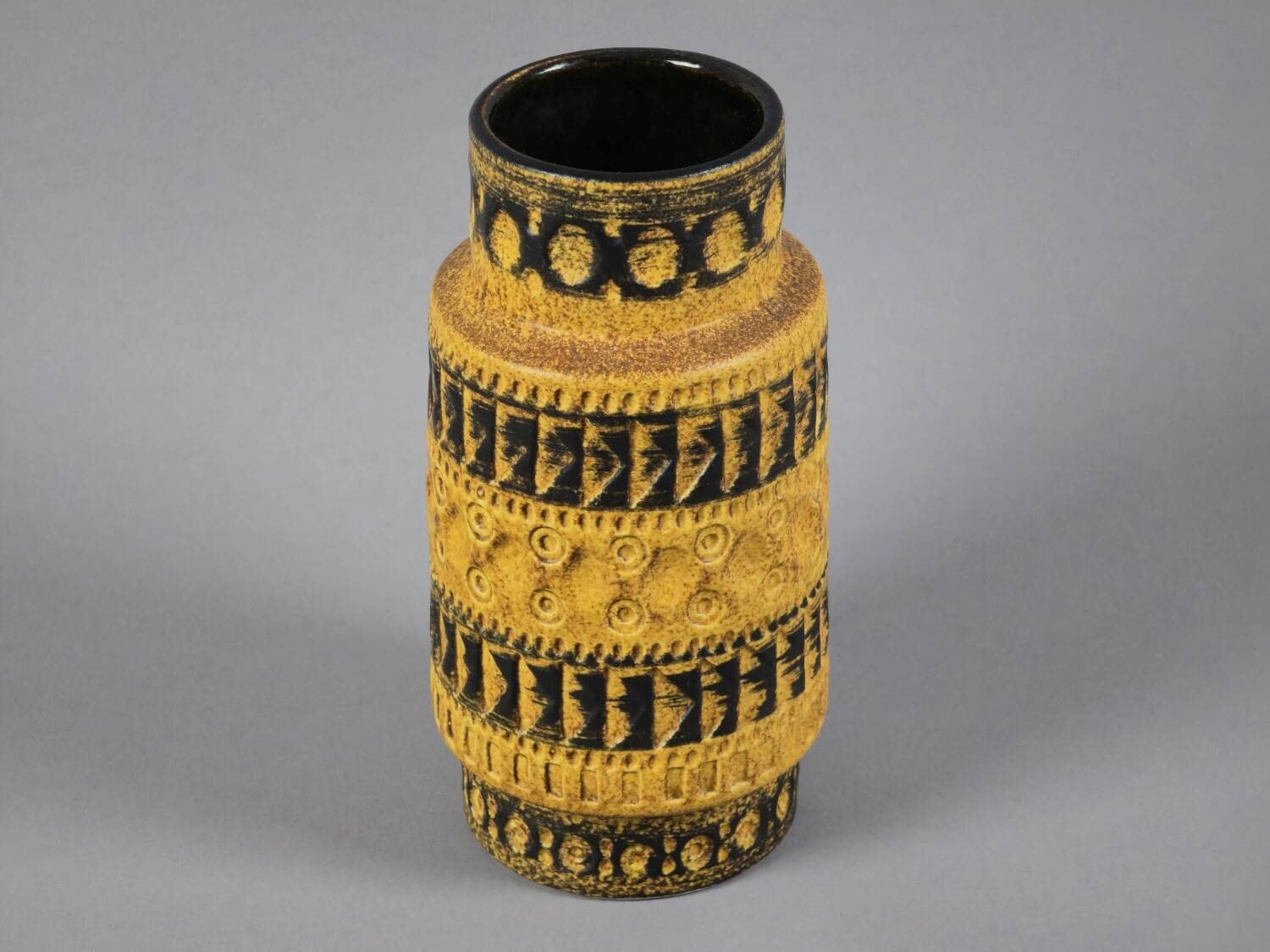 Vintage 1960s Bay Keramiek 'Inka' Handmade Stoneware Vase By Bodo Mans