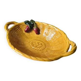 Coupe à fruits barbotine façon rotin