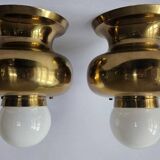 Pair of Brass Flush Mounts, Italy, 1970s