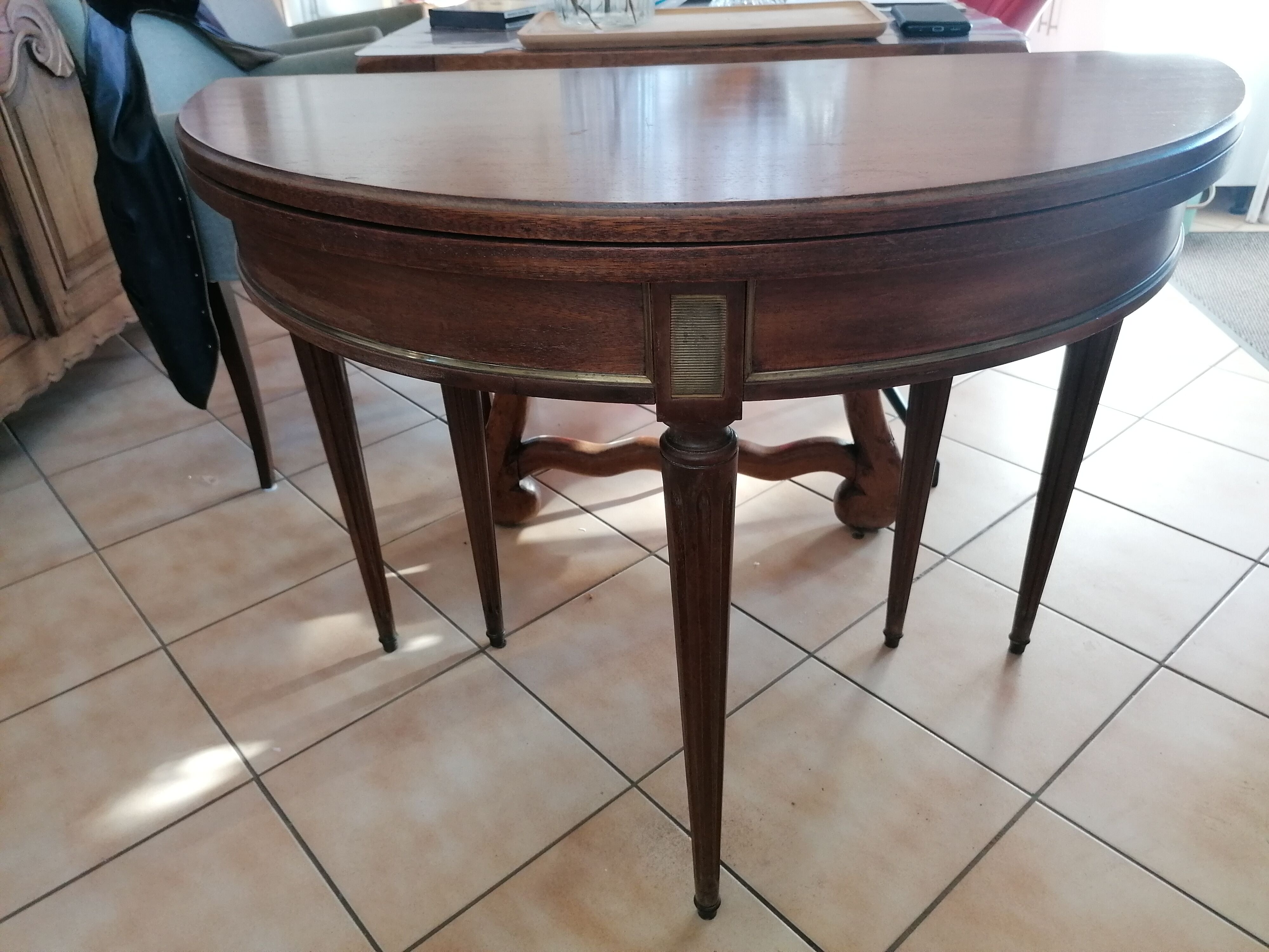 Louis XVI style half-moon console table