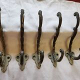 Set of 5 antique 19th century double coat hooks