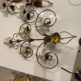 Florentine Tole Crystal Sconces Set of 2 1950’s