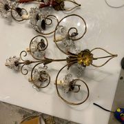 Florentine Tole Crystal Sconces Set of 2 1950’s