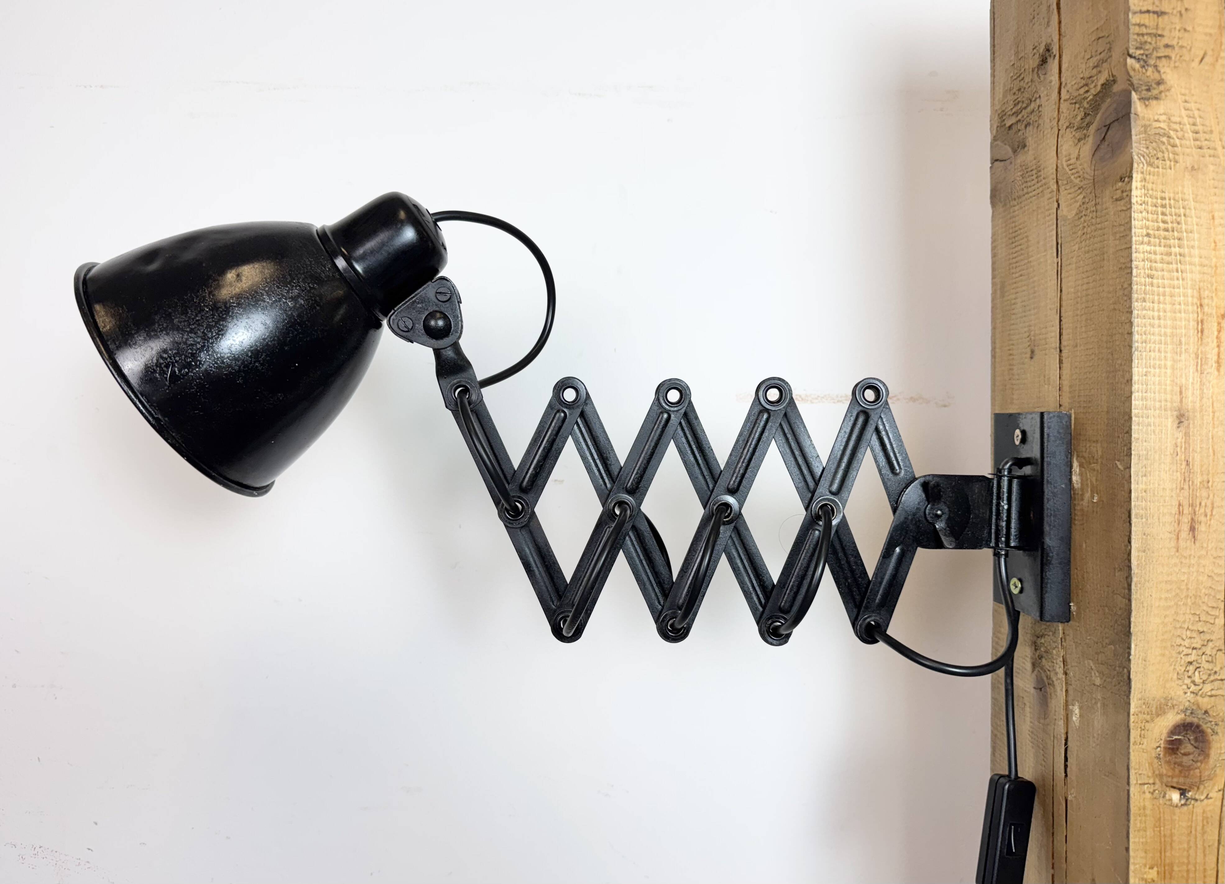 Industrial Black Scissor Wall Lamp, 1950s