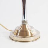 Art deco table lamp in white marbled glass chrome base 20s