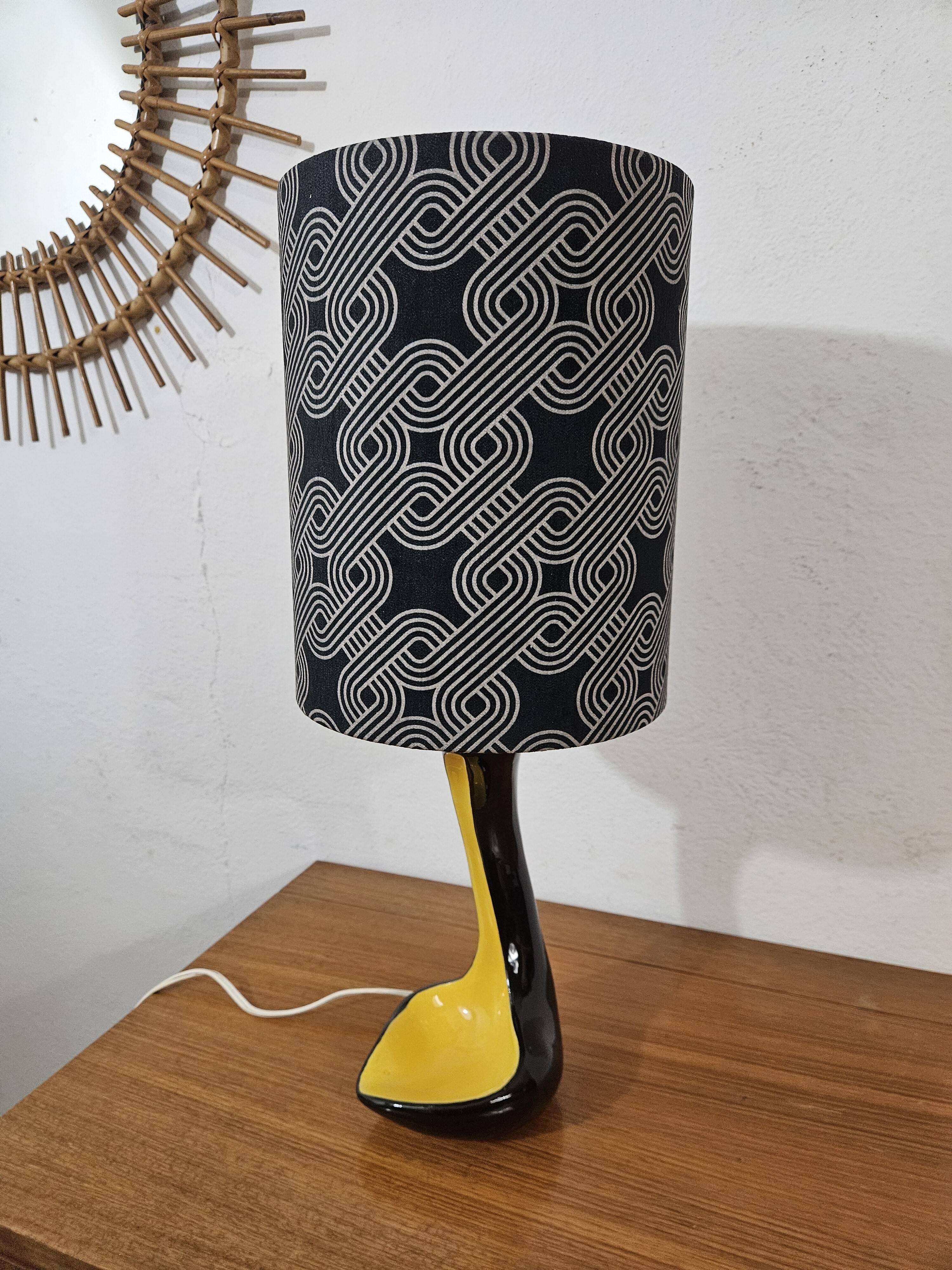 Vintage ceramic lamp free form Yellow and Black