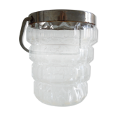 Seau à glace en verre taillé et métal