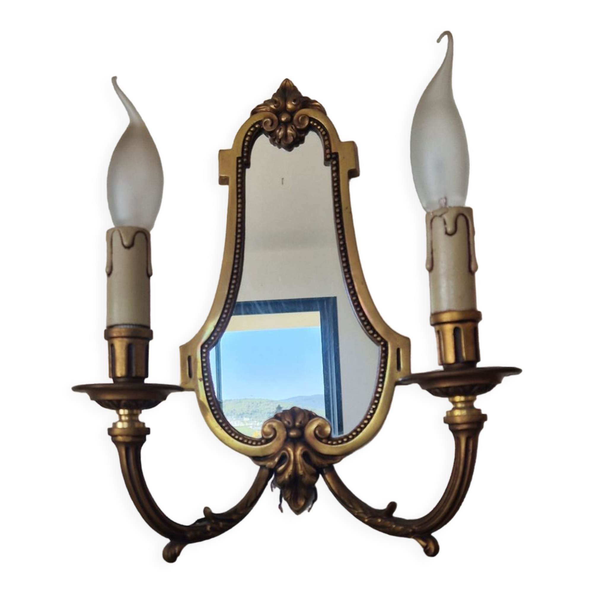 Double wall lamp with mirror