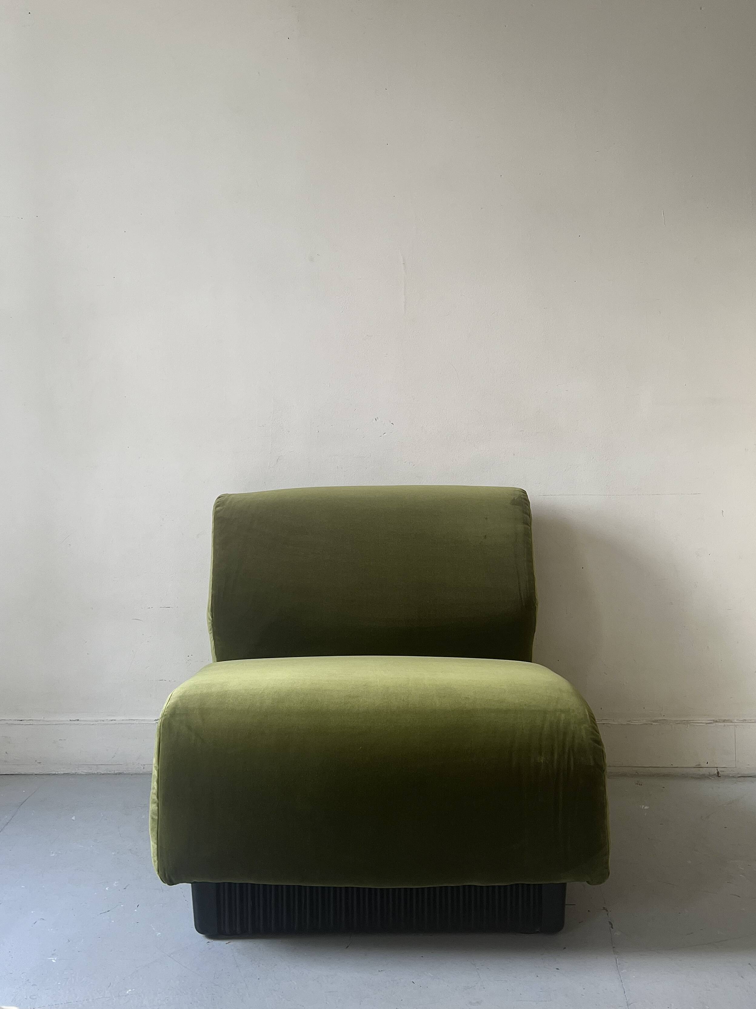 Olive green velvet armchair Slipper Chair Herman Miller USA 1970