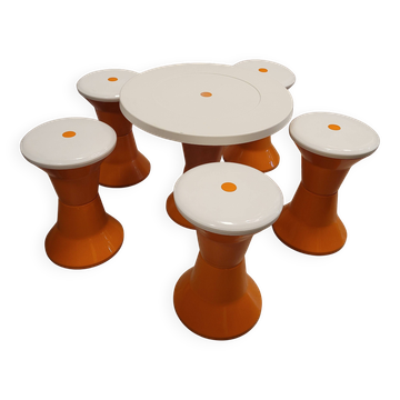 Ensemble table et tabouret « Tam Tam / Diabolo », d'après Henry Massonnet