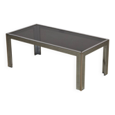 Table Basse en Chrome et Verre Fumé, 1970s