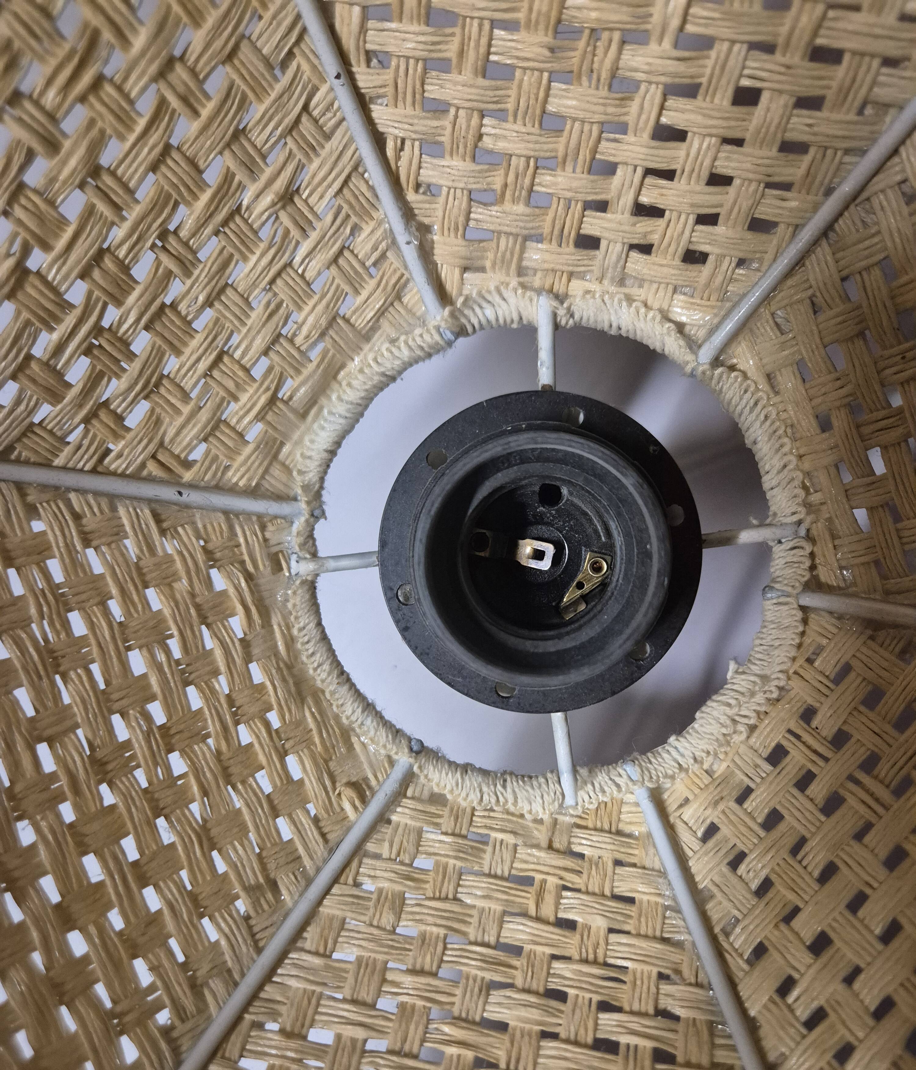 suspension bell cane and rattan natural bohemian lampshade