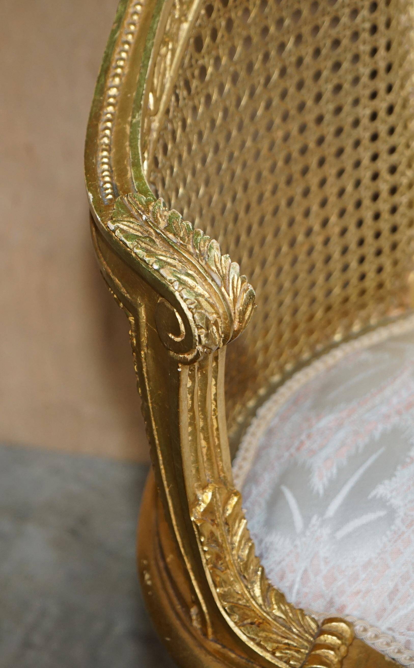 Louis XVI Napoléon III Bergère Canapé in gilded wood