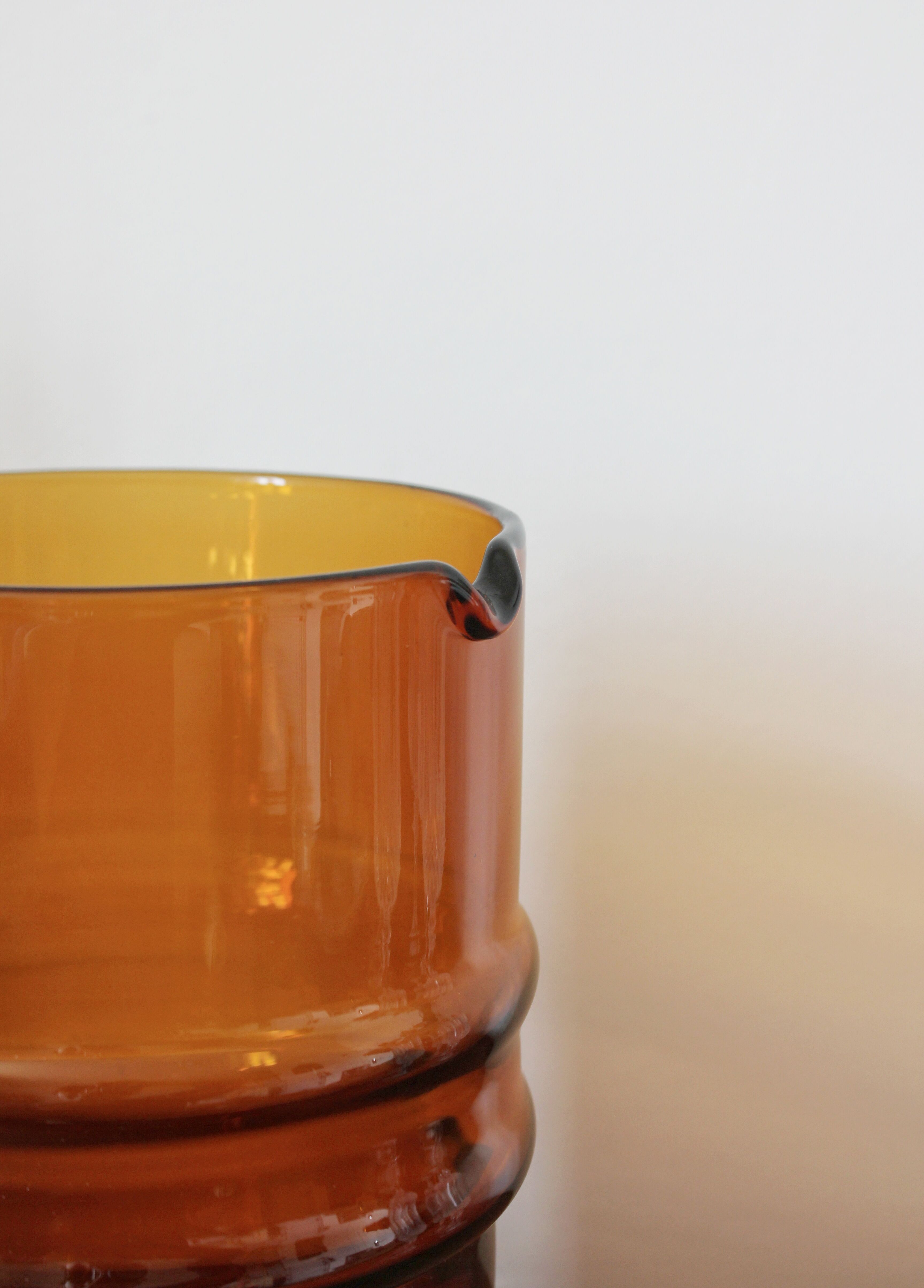 Large vintage amber glass decanter/pitcher