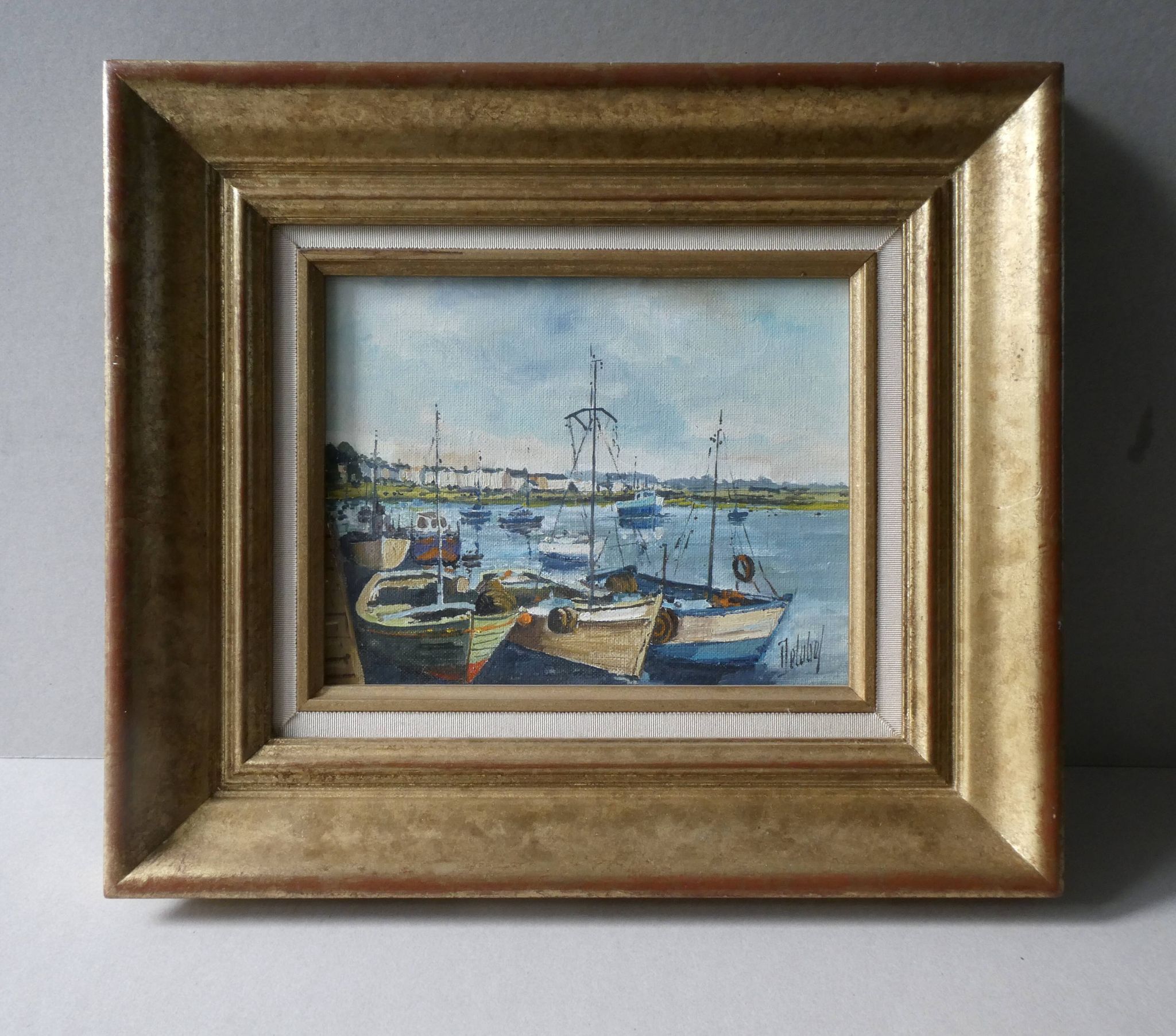 Oil painting on canvas signed Christian Delobel, Gulf of Morbihan.