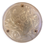 Suspension signed Degué, wet glass basin, white, signed Degué