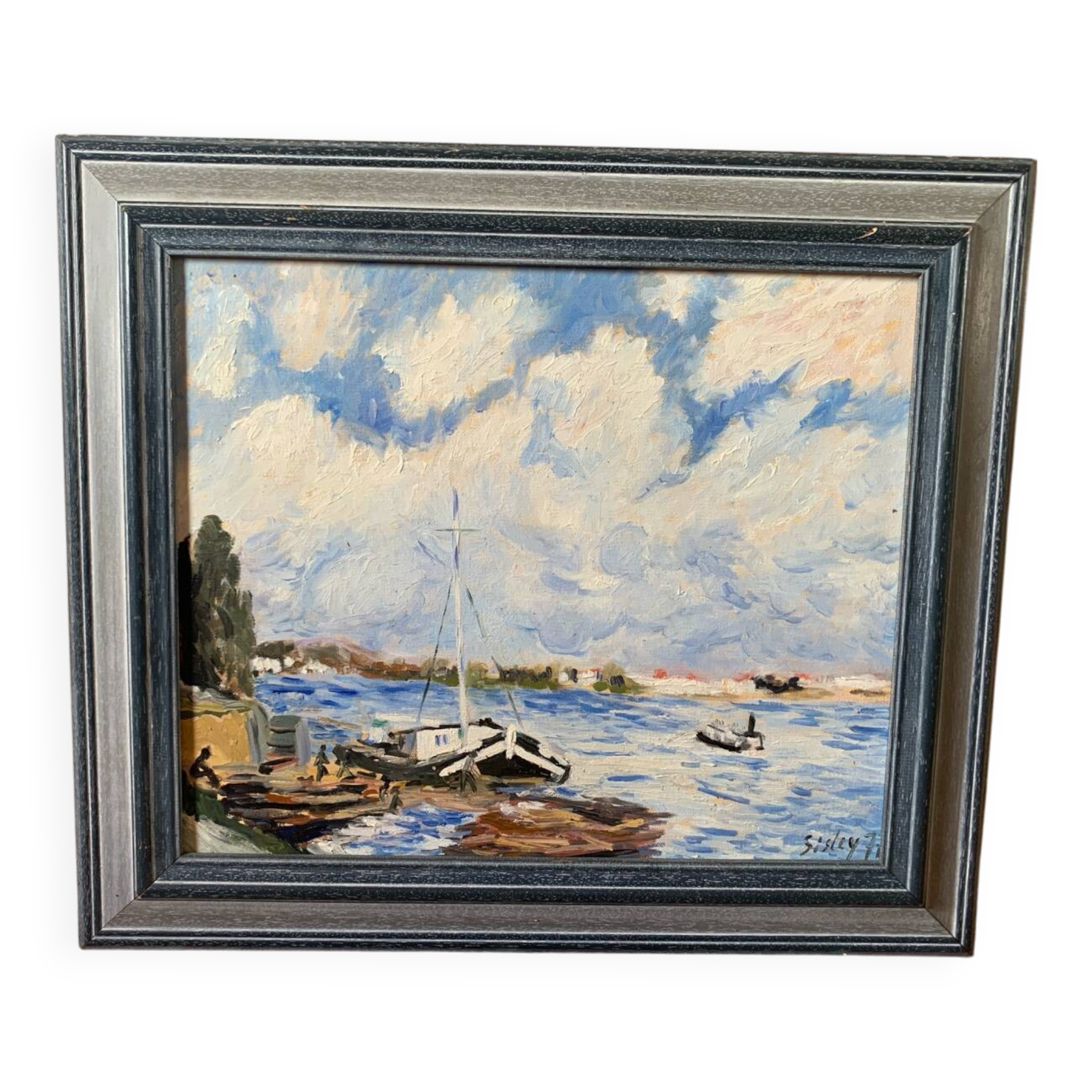 Reproduction of Boats on the Seine by Alfred Sisley