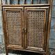 Bookcase vintage rattan, wood and canning shelf