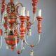 Italian chandelier in patinated wood, 50s