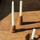 Conical circular candle holder in solid teak H10 D6