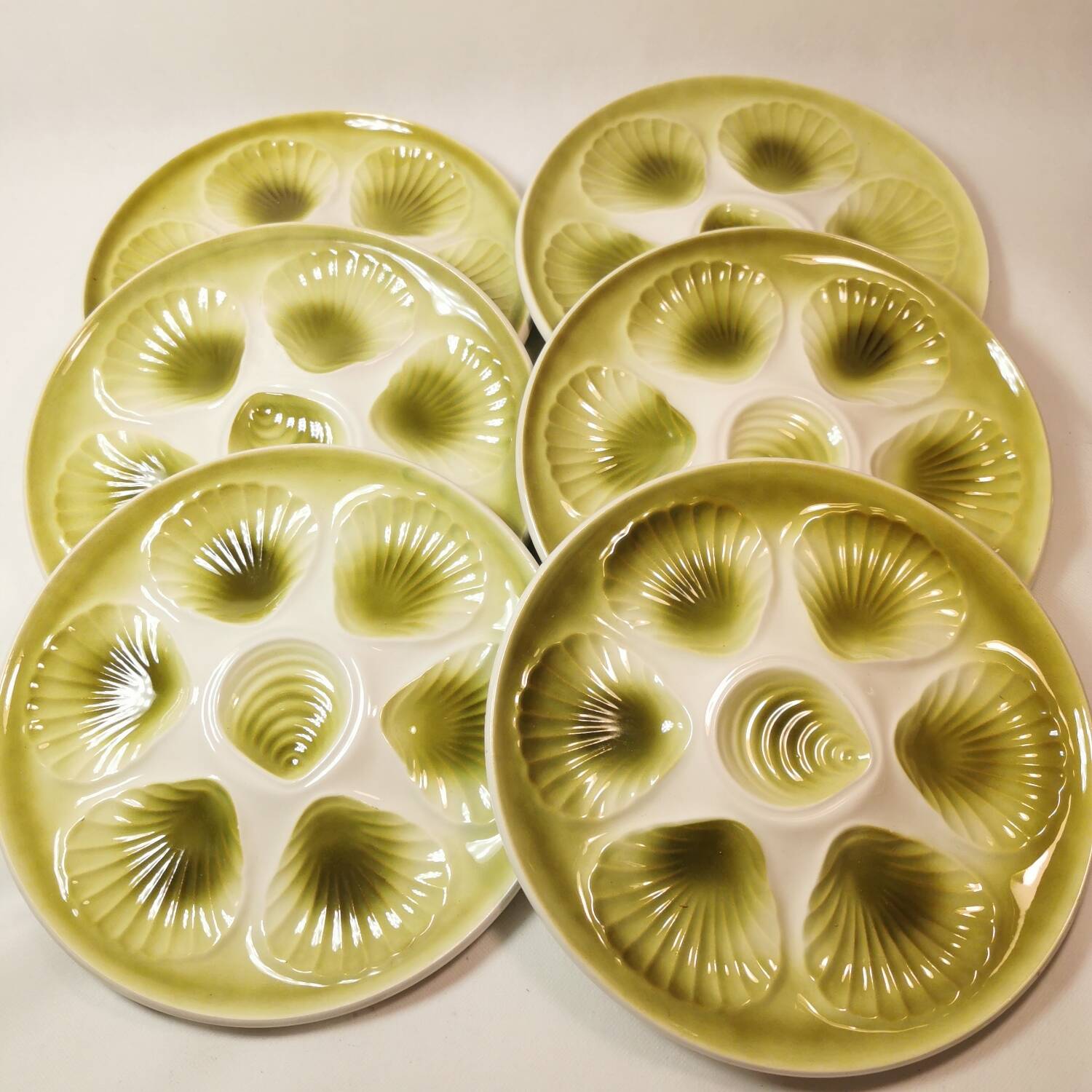Set of 6 oyster plates Moulin des loups Orchies 1960s vintage