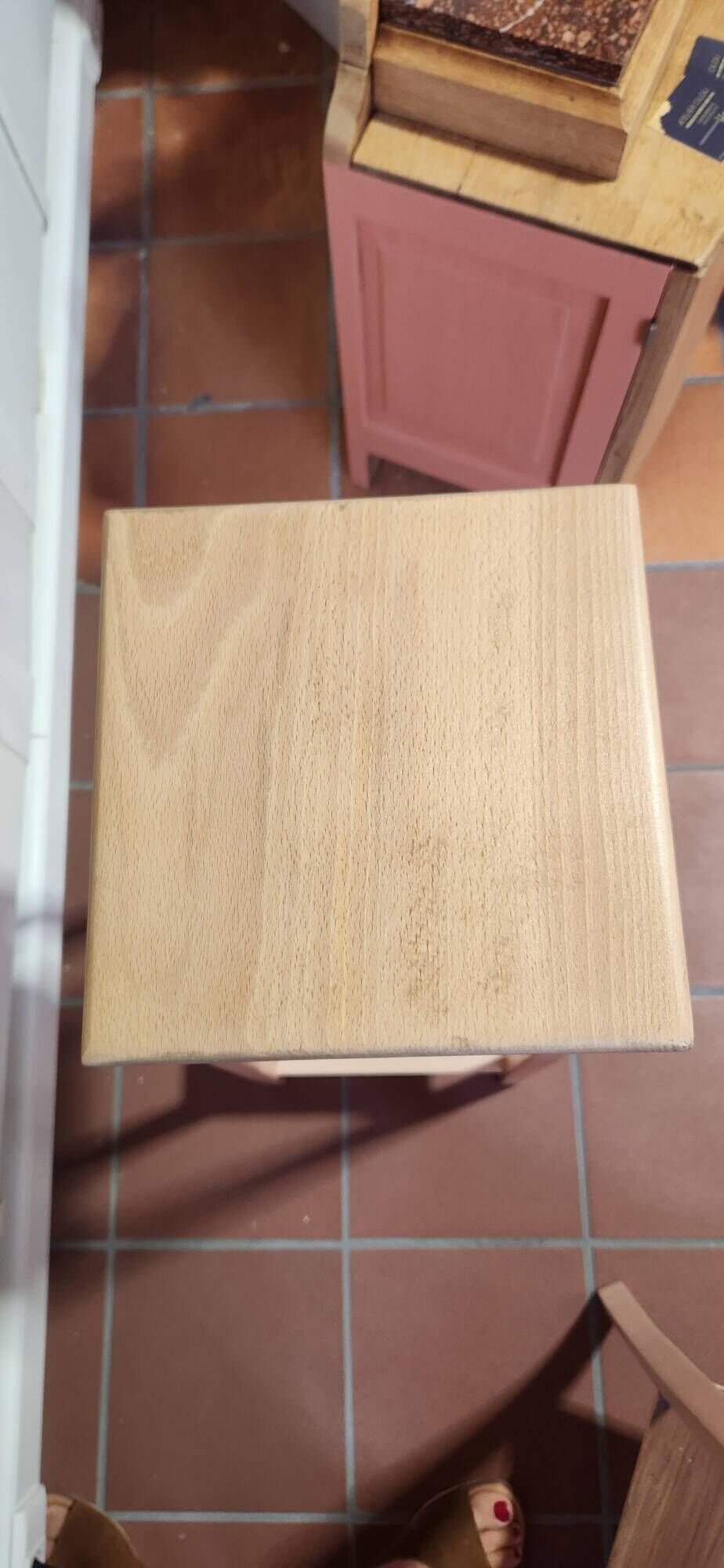 Sellette porte-plante bois et terracotta 2 niveaux