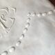 Drap fil de lin ancien avec monogramme OB