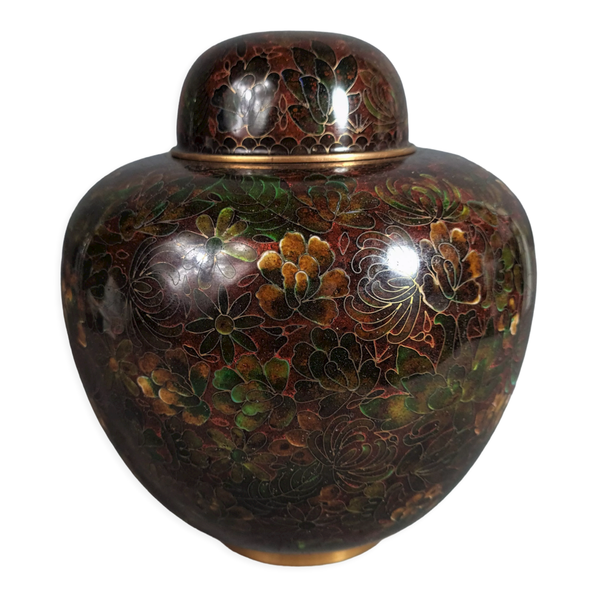 Cloisonne enameled covered pot China Mao tse dong period