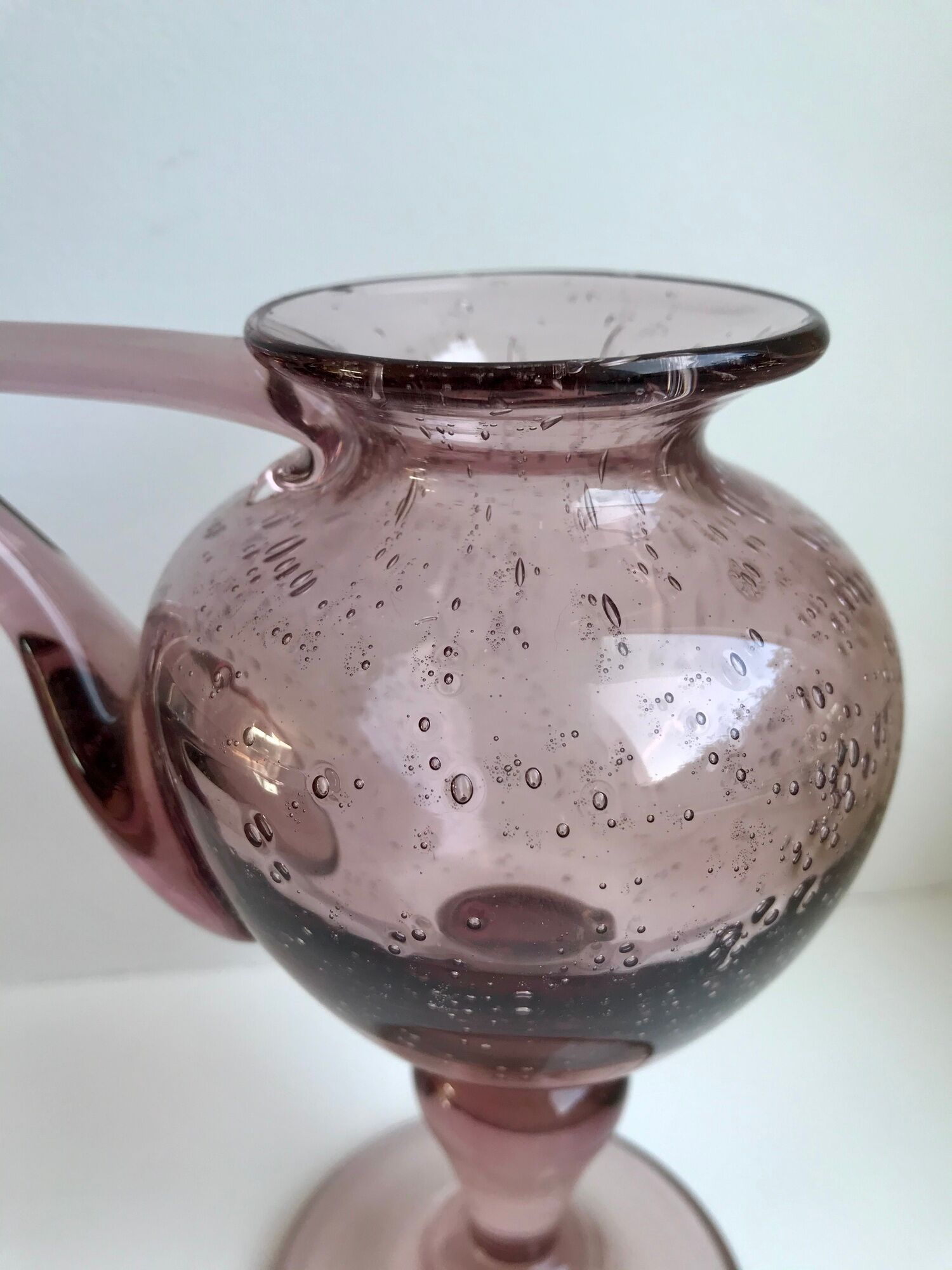 Biot bubble glass candle holder signed purple years 60-70