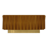 Contemporary Italian Dry Bar Made of Wood and Brass in Brutalist Style