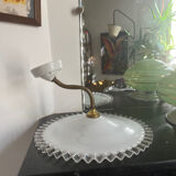 Antique white opaline wall light with a swan neck.