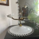 Antique white opaline wall light with a swan neck.