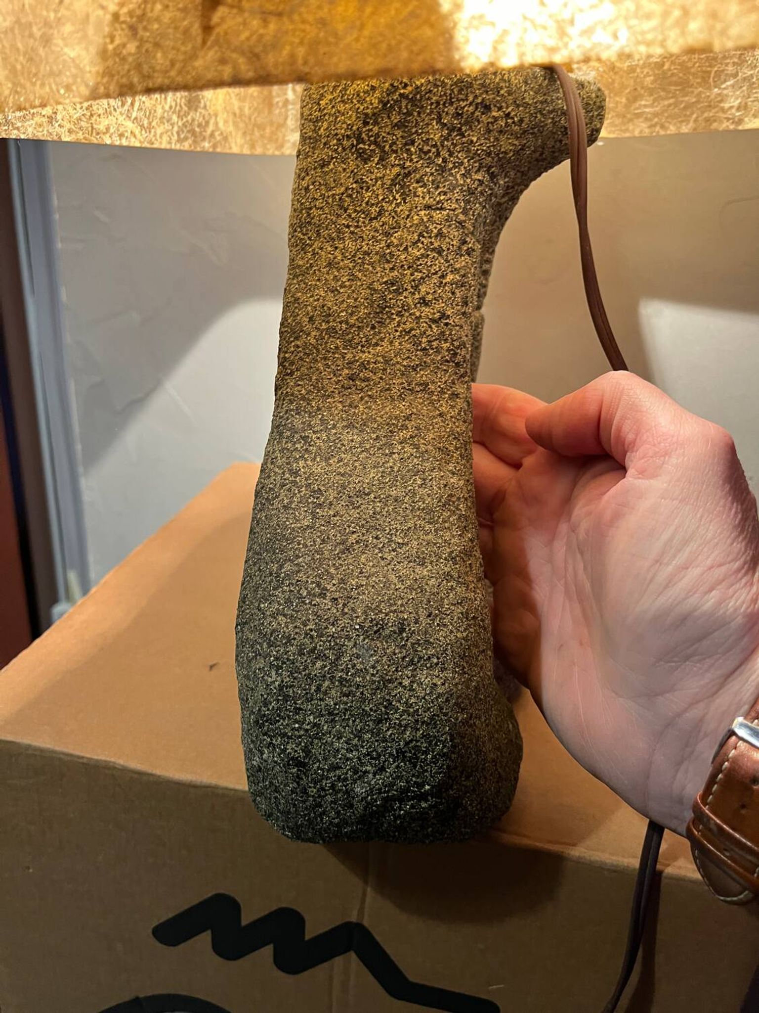 Lampe vintage céramique accolay abat jour résine herbier